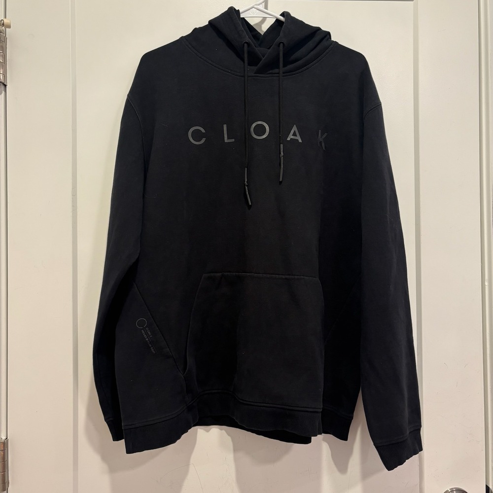 Cloak Brand Mens XXL Black Tonal Logo Hoodie Hidden In Plain Sight Streetwear